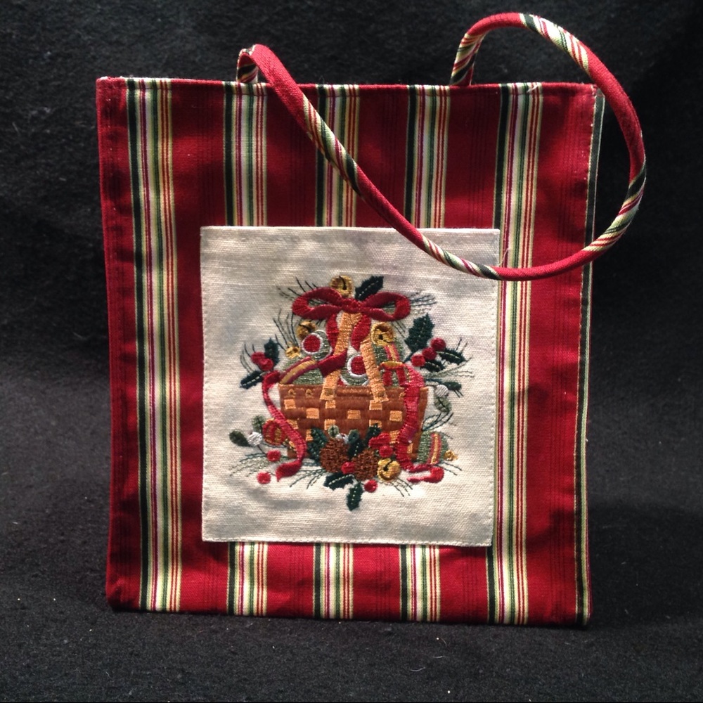 Longaberger Fabric Tote Bag NEW 2005 Holiday Strip